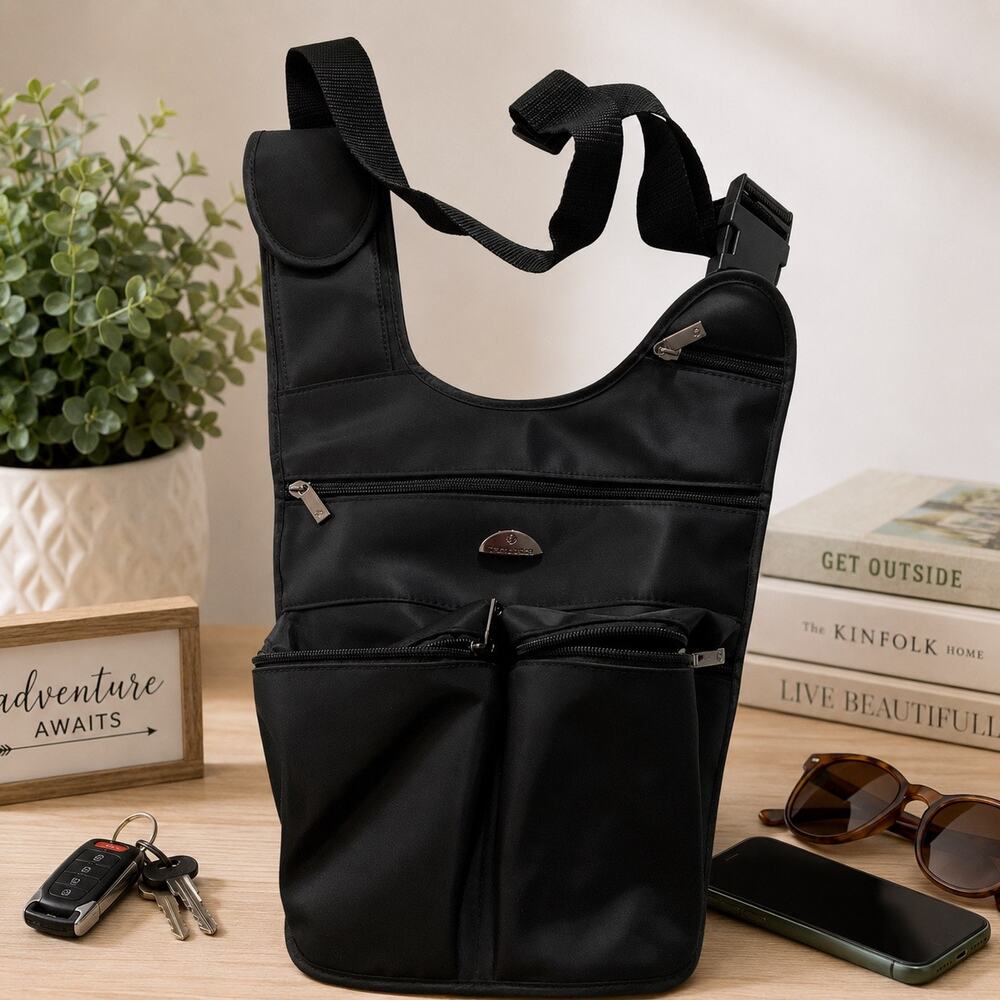Samsonite Black Crossbody Organizer Travel Bag Multi Pocket Adjustable